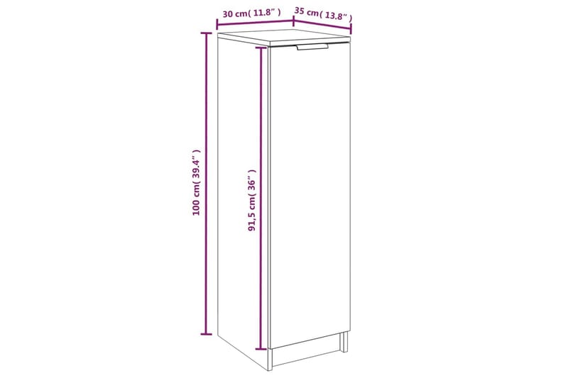 beBasic Skoskåp vit 30x35x100 cm konstruerat trä - White - Hallförvaring - Skoskåp - Förvaringsskåp