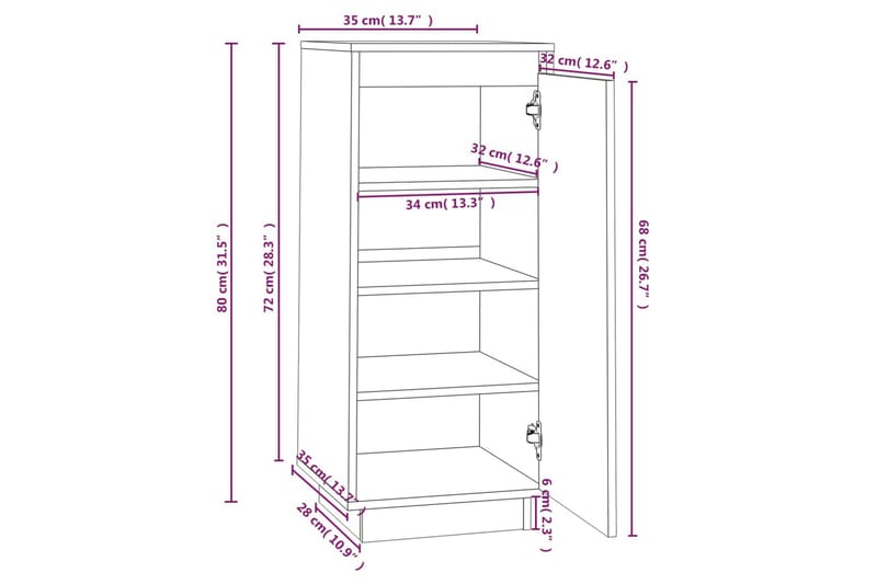 beBasic Skoskåp vit 35x35x80 cm massiv furu - White - Förvaring - Skoförvaring - Skoskåp