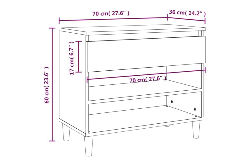 beBasic Skoskåp vit 70x36x60 cm konstruerat trä - White - Förvaring - Skoförvaring - Skoskåp