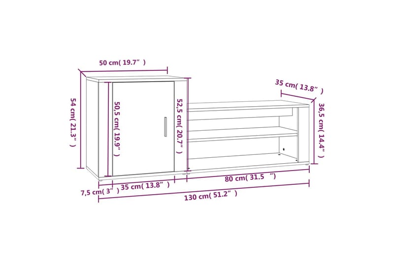 beBasic Skoskåp vit högglans 130x35x54 cm konstruerat trä - White - Förvaring - Skoförvaring - Skoskåp