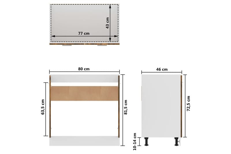 beBasic Underskåp rökfärgad ek 80x46x81,5 cm konstruerat trä - Brown - Förvaring - Skåp - Förvaringsskåp