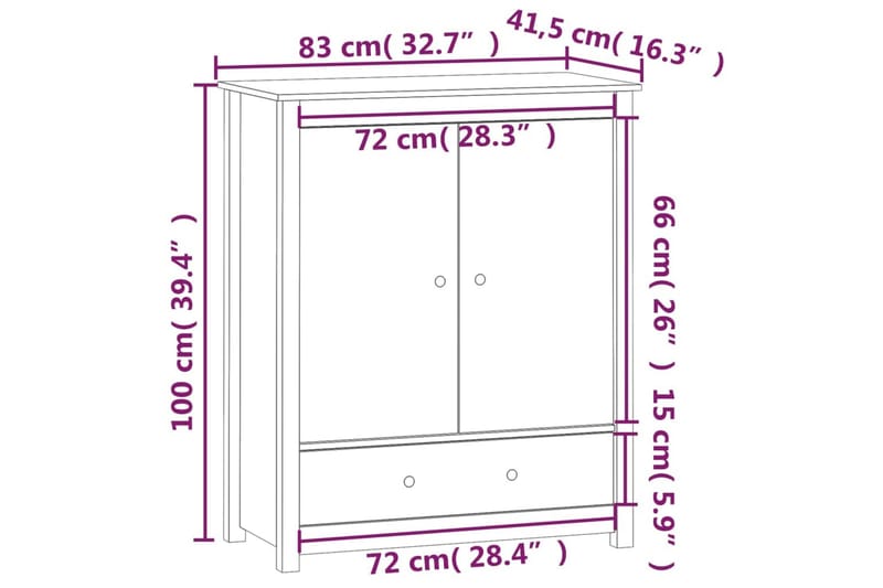 beBasic Vitrinskåp honungsbrun 83x41,5x100 cm massiv furu - Brown - Förvaring - Skåp - Vitrinskåp