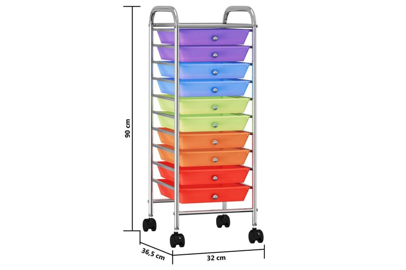 Förvaringsvagn 10 lådor flerfärgad plast - Flerfärgad - Förvaring - Skåp - Förvaringsskåp