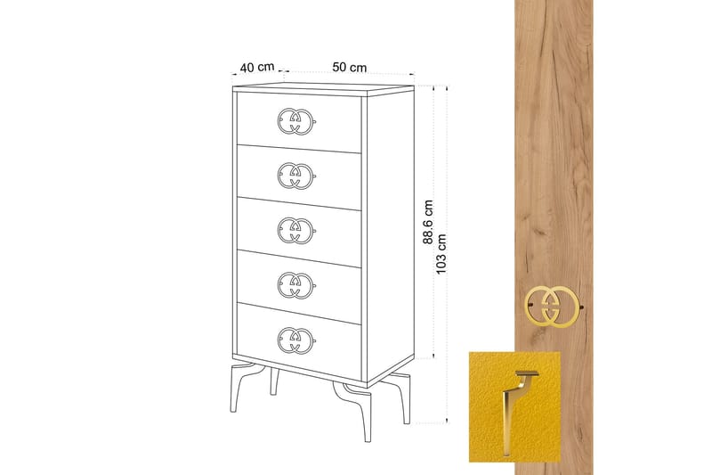 Highboard 40x50 cm - Guld/Natur/Gul - Förvaring - Skåp - Förvaringsskåp