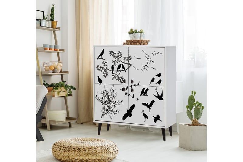 Highboard 95x111 cm - Vit/Svart - Förvaring - Skåp - Förvaringsskåp