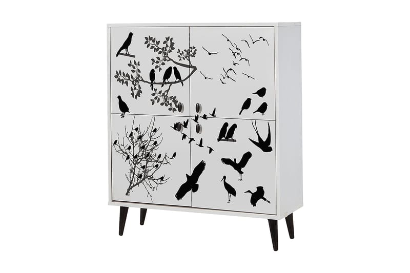 Highboard 95x111 cm - Vit/Svart - Förvaring - Skåp - Förvaringsskåp