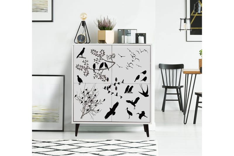 Highboard 95x111 cm - Vit/Svart - Förvaring - Skåp - Förvaringsskåp