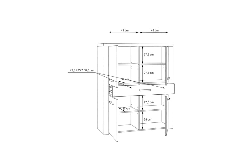 Highboard Bankso 42x117 cm - Brun - Förvaring - Skåp - Förvaringsskåp