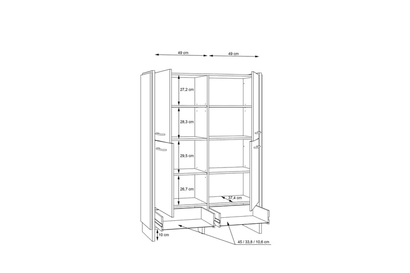 Highboard Chepelare 42x108 cm - Brun/Svart - Förvaring - Skåp - Förvaringsskåp