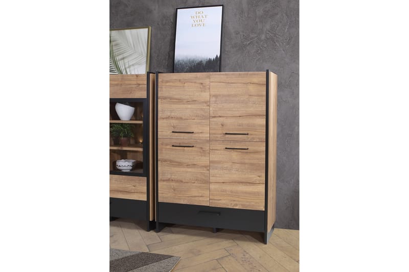 Highboard Chepelare 42x108 cm - Brun/Svart - Förvaring - Skåp - Förvaringsskåp