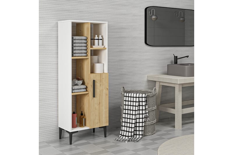 Highboard Ephesus 50x30 cm - Blå/Natur/Vit - Förvaring - Skåp - Förvaringsskåp