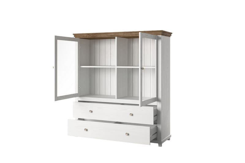 Highboard Getafez 42x126 cm - Vit/Natur - Förvaring - Skåp - Förvaringsskåp