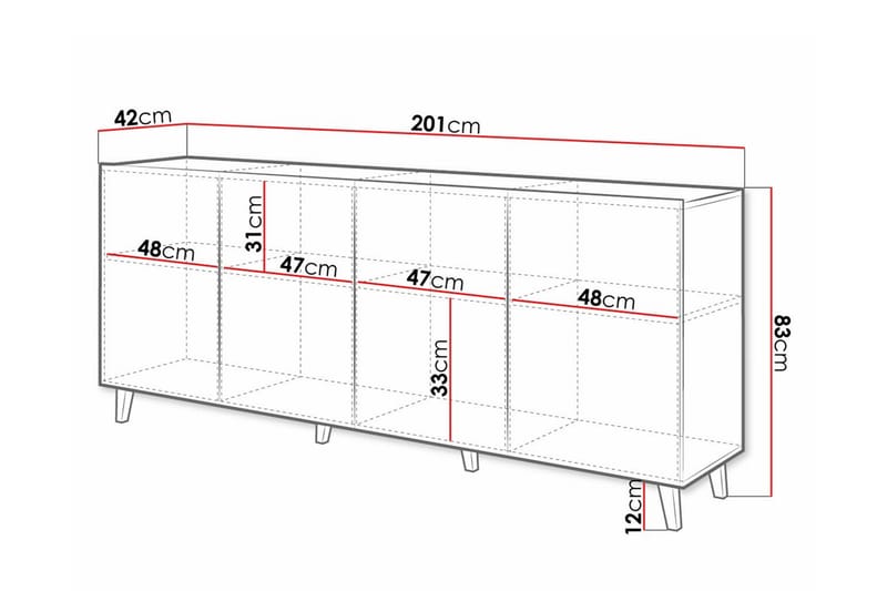 Highboard Juniskär - Vit - Förvaring - Skåp - Förvaringsskåp