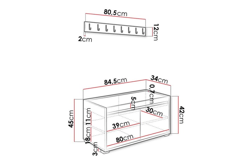 Highboard Kenmare - Vit - Förvaring - Skåp - Förvaringsskåp