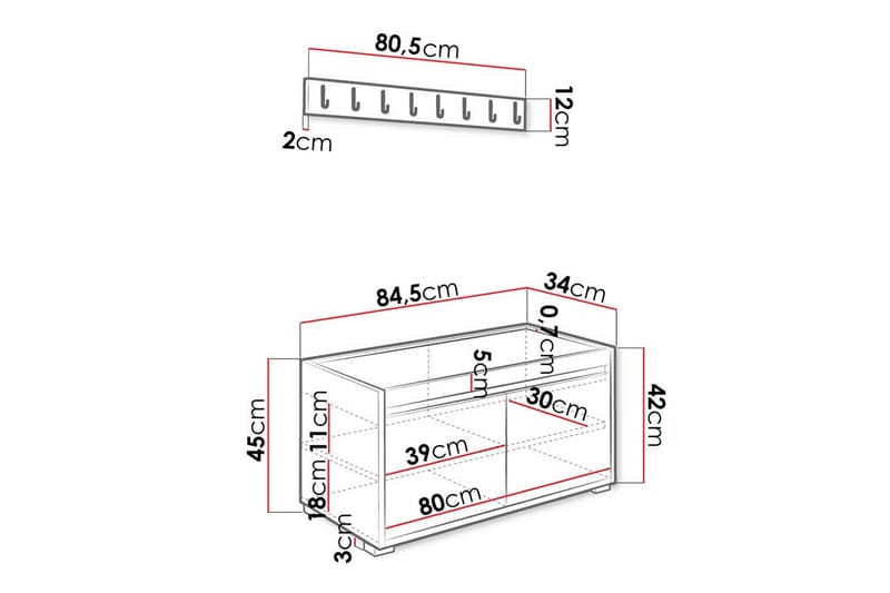 Highboard Kenmare - Vit - Förvaring - Skåp - Förvaringsskåp