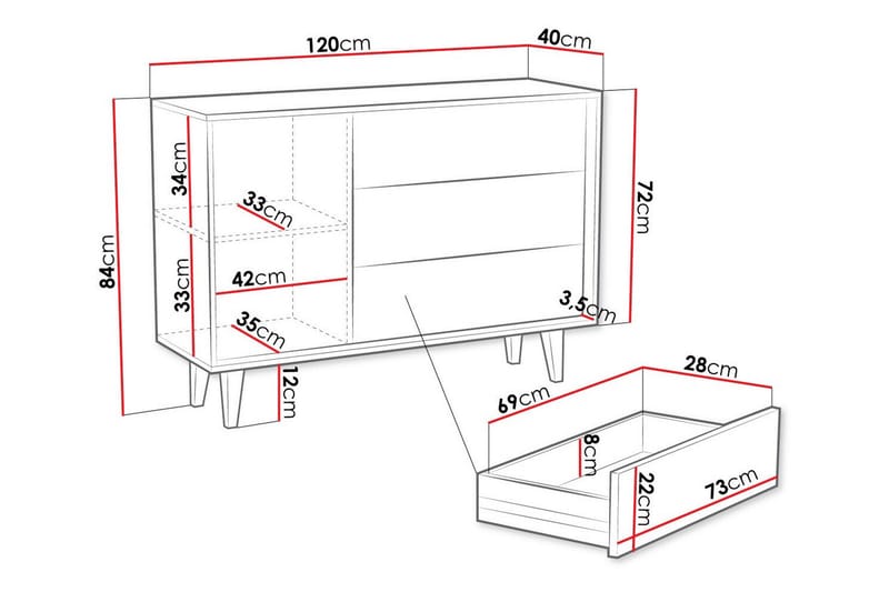 Highboard Kintore - Brun - Förvaring - Skåp - Förvaringsskåp