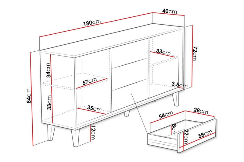 Highboard Kintore - Brun - Förvaring - Skåp - Förvaringsskåp