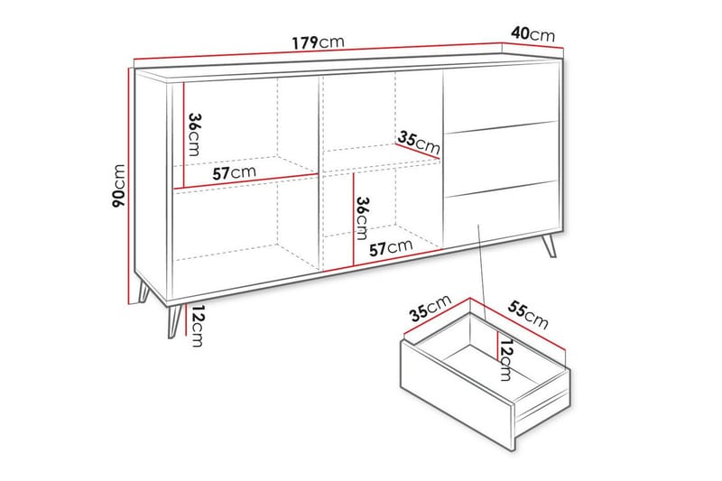 Highboard Kintore - Svart - Förvaring - Skåp - Förvaringsskåp