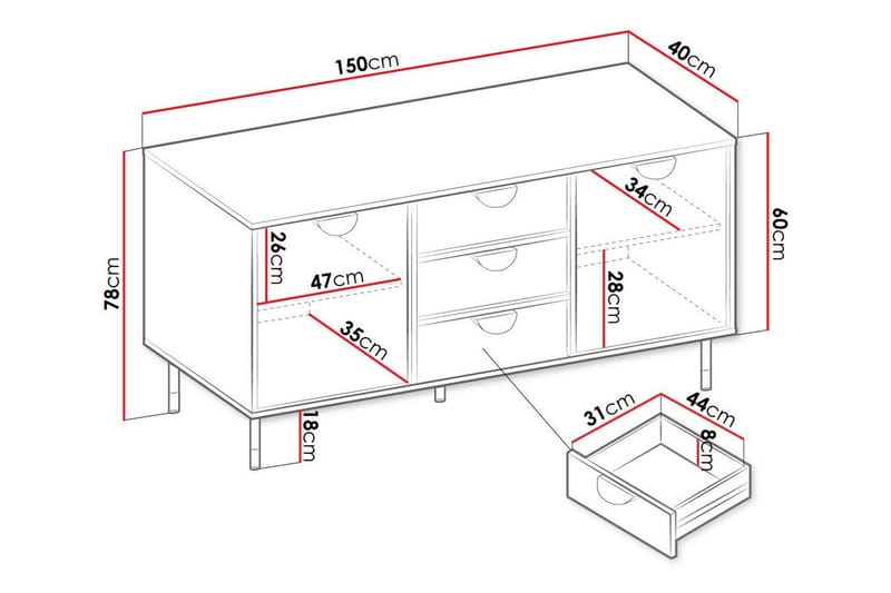 Highboard Kintore - Svart - Förvaring - Skåp - Förvaringsskåp