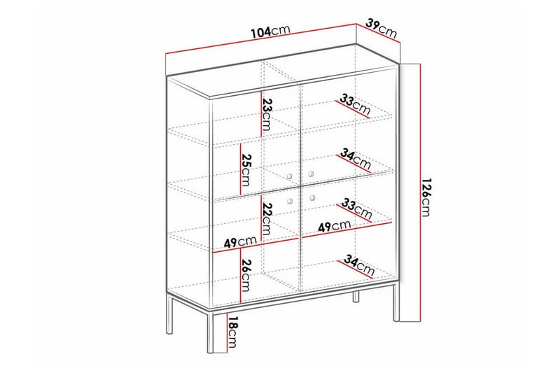 Highboard Klinkerville - Vit - Förvaring - Skåp - Förvaringsskåp