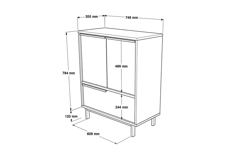 Highboard Liyakat - Ek/Valnöt - Förvaring - Skåp - Förvaringsskåp