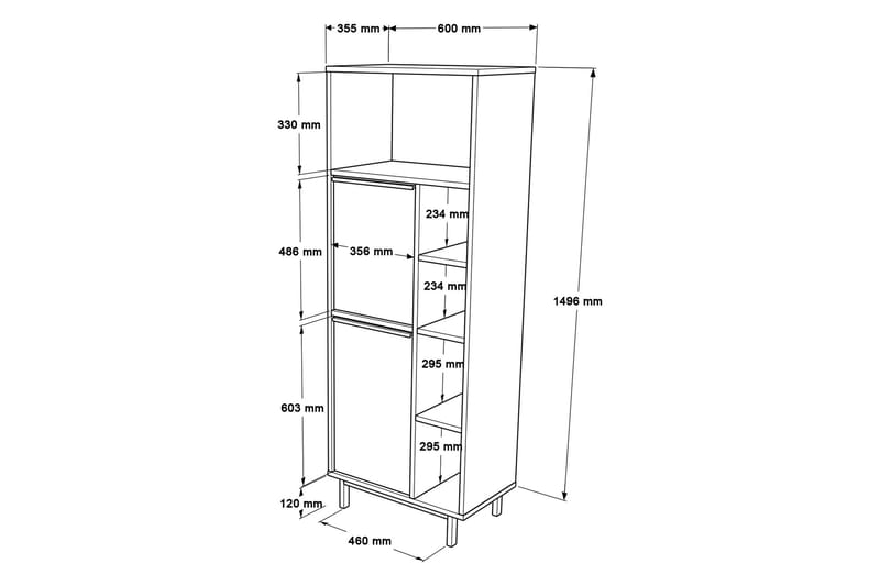 Highboard Liyakat - Ek/Valnöt - Förvaring - Skåp - Förvaringsskåp