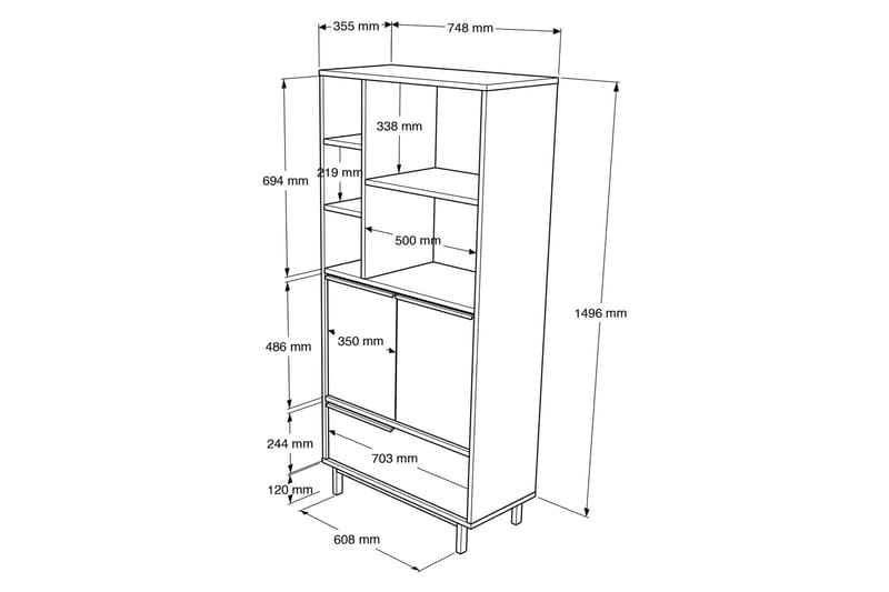 Highboard Liyakat - Valnöt - Förvaring - Skåp - Förvaringsskåp