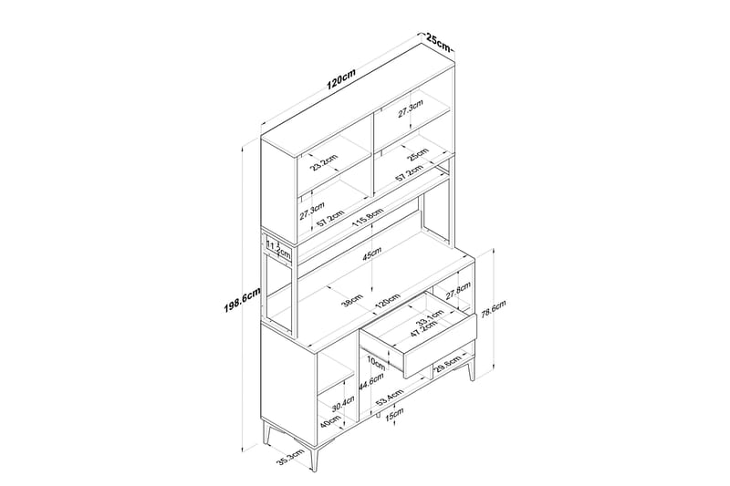 Highboard Manorma - Vit - Förvaringsskåp