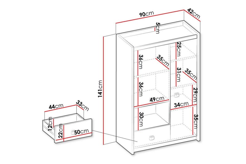 Highboard Rathmore - Grå - Förvaring - Skåp - Förvaringsskåp