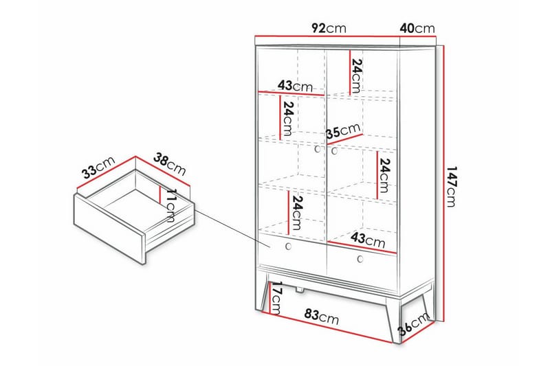 Highboard Rathmore - Vit - Förvaring - Skåp - Förvaringsskåp