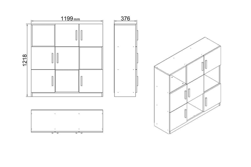 Highboard Rud 38x120 cm - Natur/Svart - Förvaring - Skåp - Förvaringsskåp