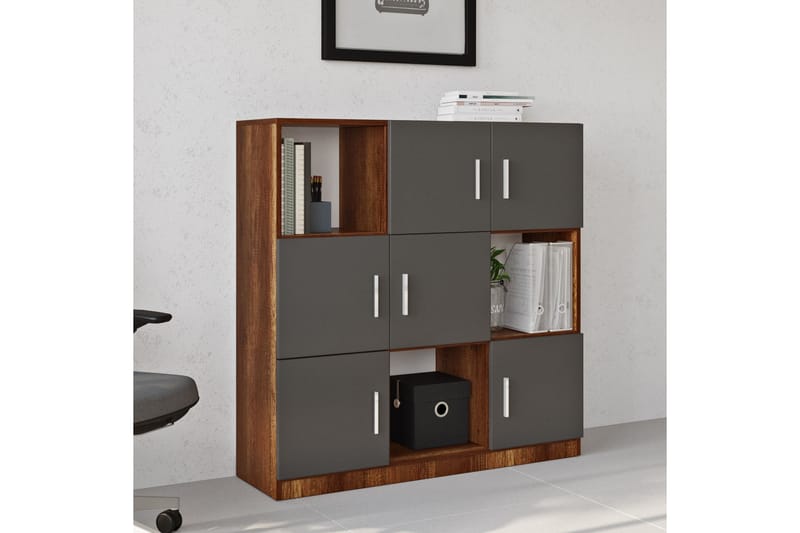 Highboard Rud 38x120 cm - Teak/Antracit - Förvaring - Skåp - Förvaringsskåp