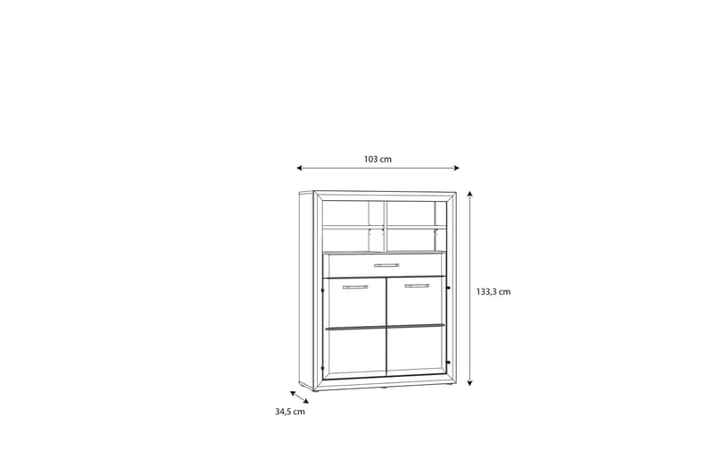 Highboard Smolyan 35x103 cm - Brun/Vit - Förvaring - Skåp - Förvaringsskåp