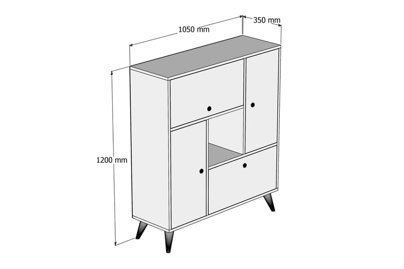 Highboard Zevenhoven 35x105 cm - Valnöt - Förvaring - Skåp - Förvaringsskåp