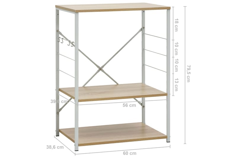 Hylla för mikrovågsugn vit & ek 60x39,6x79,5 cm spånskiva - Vit - Förvaring - Skåp - Förvaringsskåp