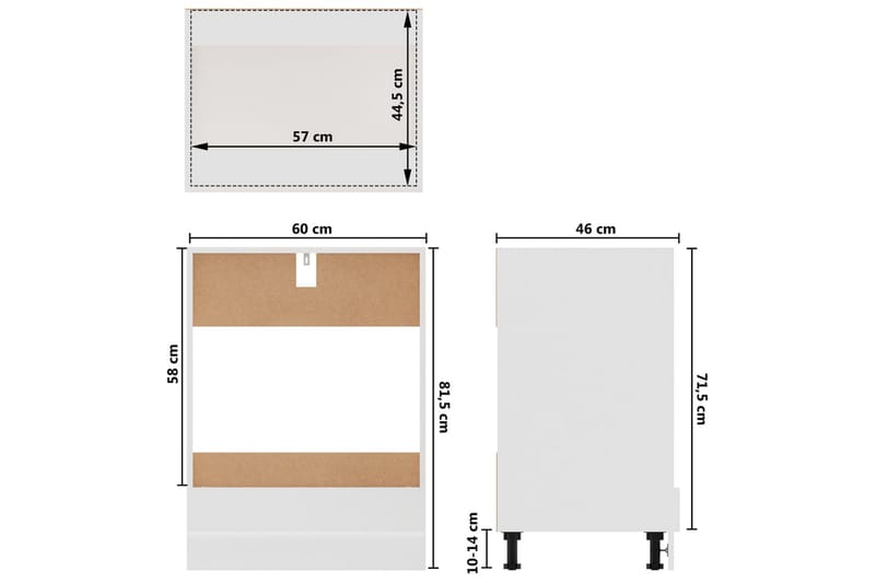 Köksskåp för skåp vit 60x46x81,5 cm spånskiva - Vit - Förvaring - Skåp - Förvaringsskåp