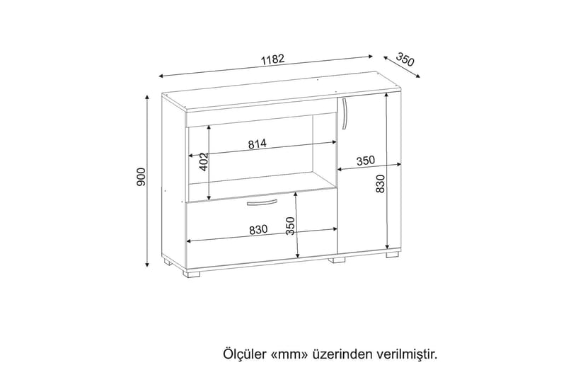 Köksskåp Lovetro 118 cm - Vit|Brun - Förvaring - Skåp - Förvaringsskåp