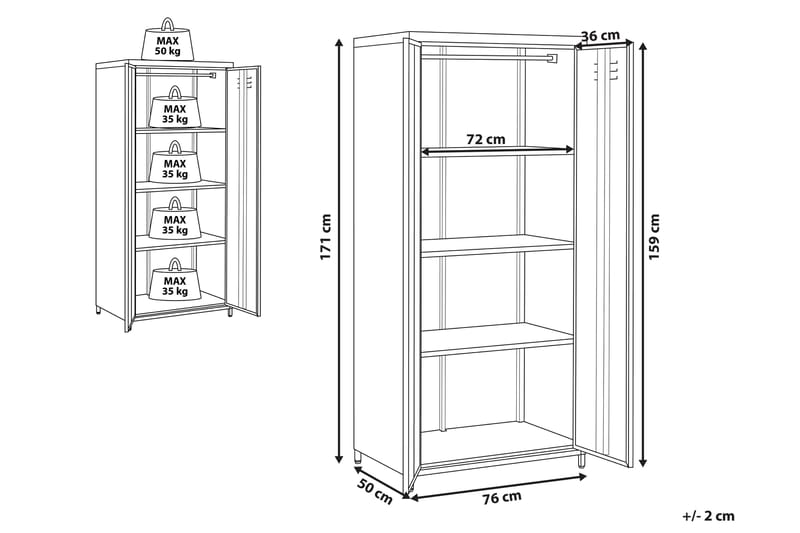 Kontorsskåp Kremena 76x171 cm - Grå - Förvaring - Skåp - Förvaringsskåp