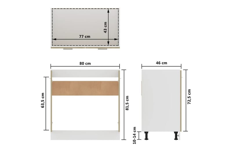 Underskåp för diskho sonoma-ek 80x46x81,5 cm spånskiva - Brun - Förvaring - Skåp - Förvaringsskåp