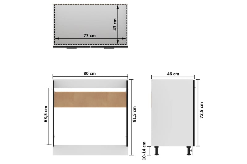 Underskåp för diskho svart 80x46x81,5 cm spånskiva - Svart - Förvaring - Skåp - Förvaringsskåp