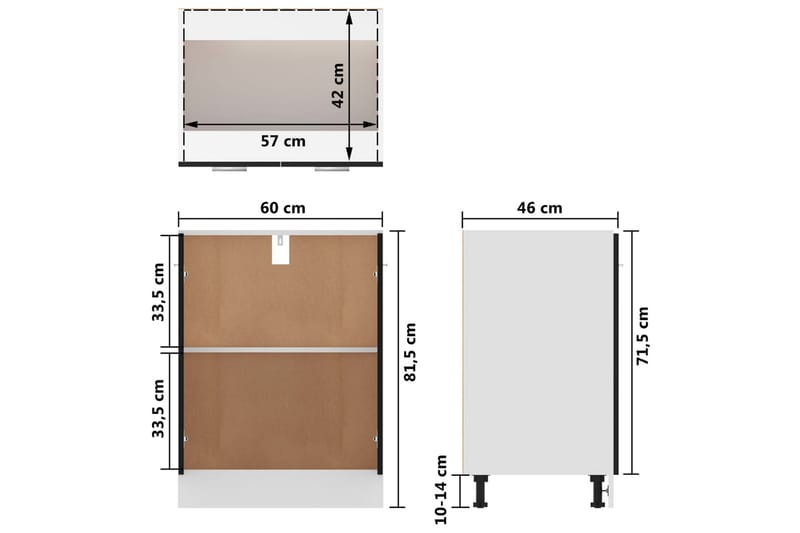 Underskåp svart 60x46x81,5 cm spånskiva - Svart - Förvaring - Skåp - Förvaringsskåp