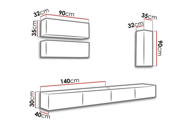 Väggenhet Veria 280 cm - Natur/Svart - Förvaring - Skåp - Förvaringsskåp