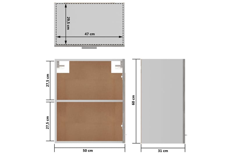 Väggskåp 2 st betonggrå 50x31x60 cm spånskiva - Grå - Förvaring - Skåp - Förvaringsskåp