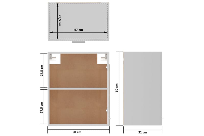 Väggskåp 2 st vit 50x31x60 cm spånskiva - Vit - Förvaring - Skåp - Förvaringsskåp