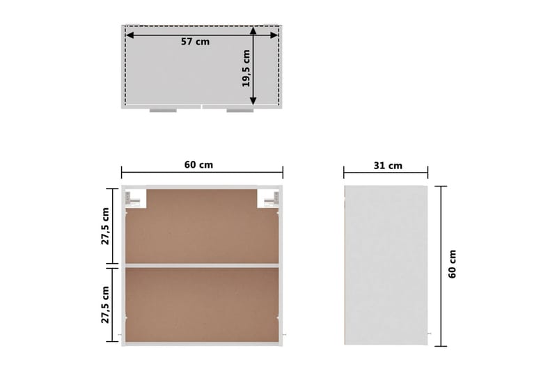 Väggskåp vit högglans 60x31x60 cm spånskiva - Vit - Förvaring - Skåp - Förvaringsskåp