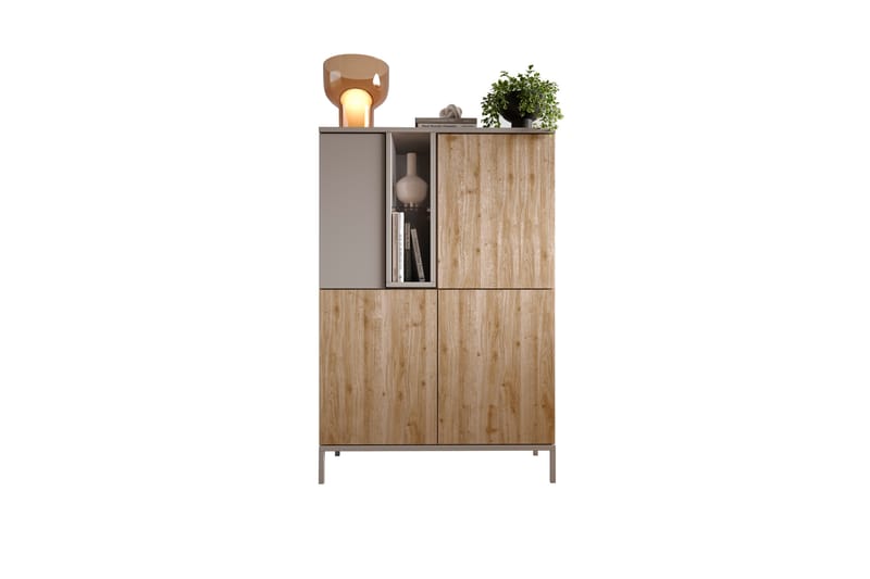 Gent Highboard 110x150 cm - Brun/Grå - Förvaring - Skåp - Förvaringsskåp