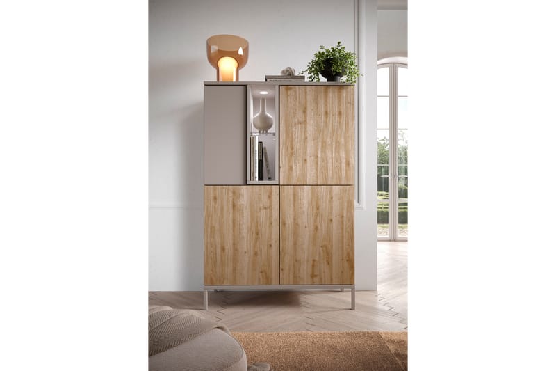 Gent Highboard 110x150 cm - Brun/Grå - Förvaring - Skåp - Förvaringsskåp