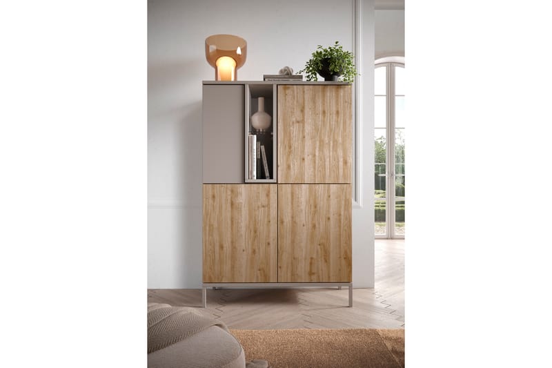 Gent Highboard 110x150 cm - Brun/Grå - Förvaring - Skåp - Förvaringsskåp