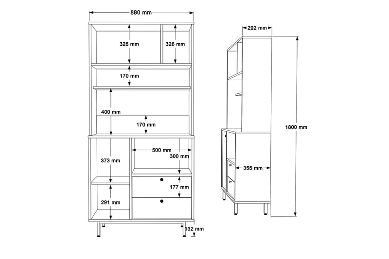 Highboard Donae - Ek/Antracit - Förvaring - Skåp - Förvaringsskåp