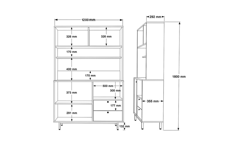 Highboard Donae - Ek/Antracit - Förvaring - Skåp - Förvaringsskåp